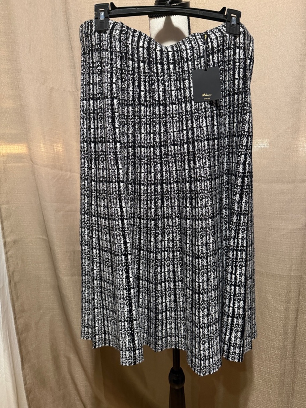 Black & White Tweed A-Line Women's Skirt Sz XL